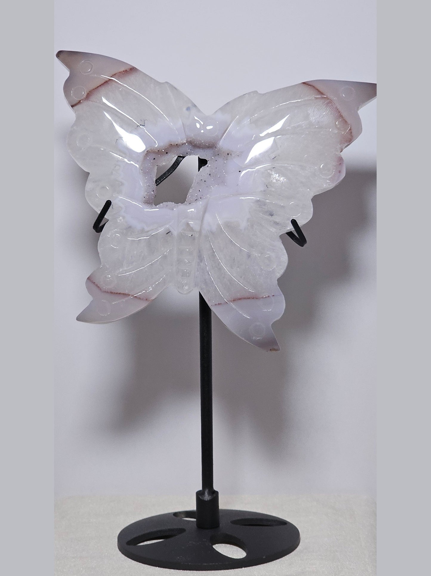 Agate Butterfly with Druzy | Metal Stand Included | High-Quality