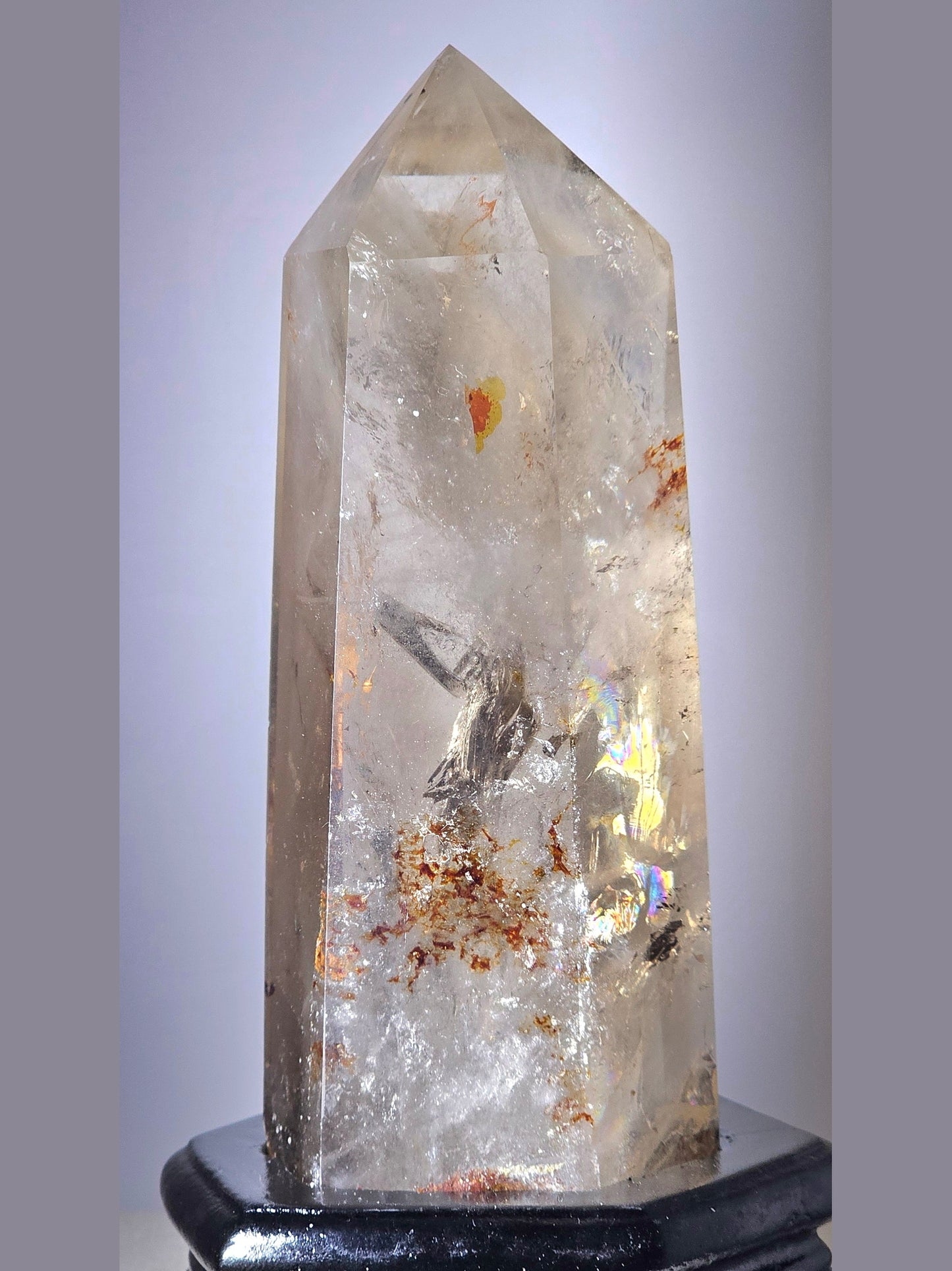 Smoky Quartz Tower with Iron Oxide & Abundant Rainbows | 1.4 lbs | High-Quality