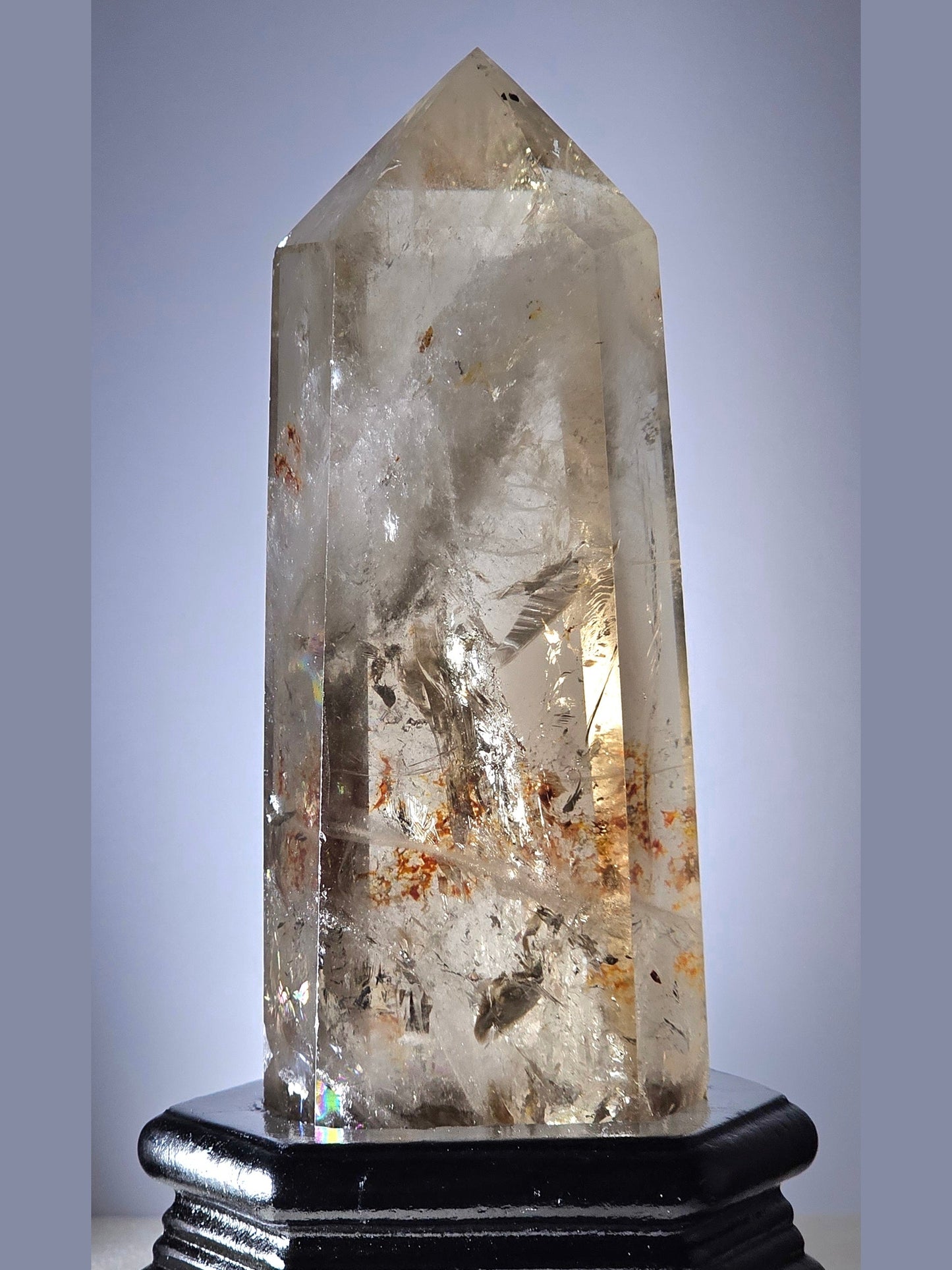 Smoky Quartz Tower with Iron Oxide & Abundant Rainbows | 1.4 lbs | High-Quality