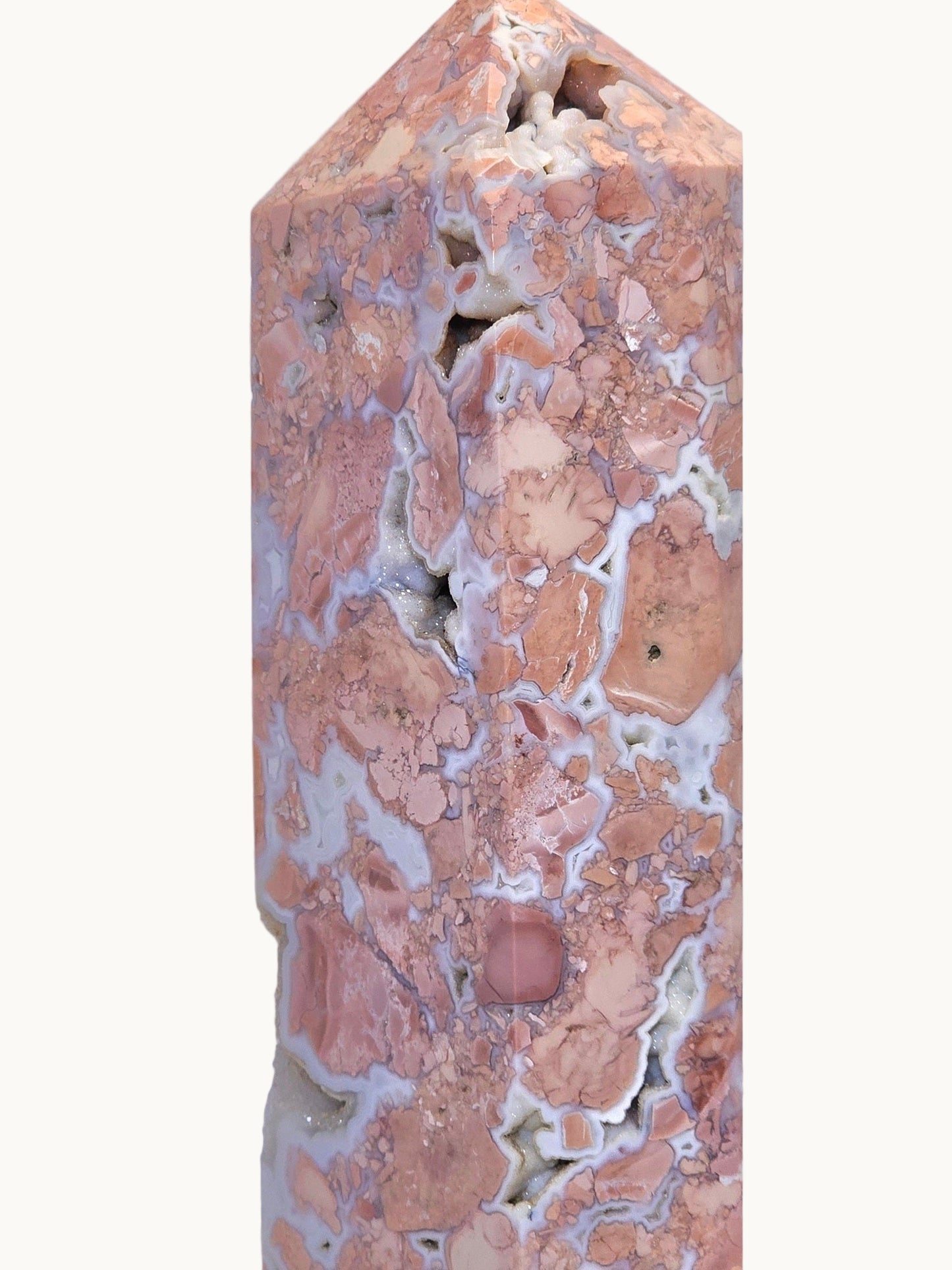 Rare XXL Pink "Cotton Candy" Agate Tower | Druzy | 4.4 lbs | High-Quality