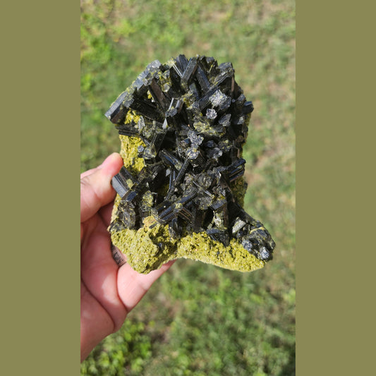 Epidote Cluster with Tourmaline | 1.1 lbs | High-Quality
