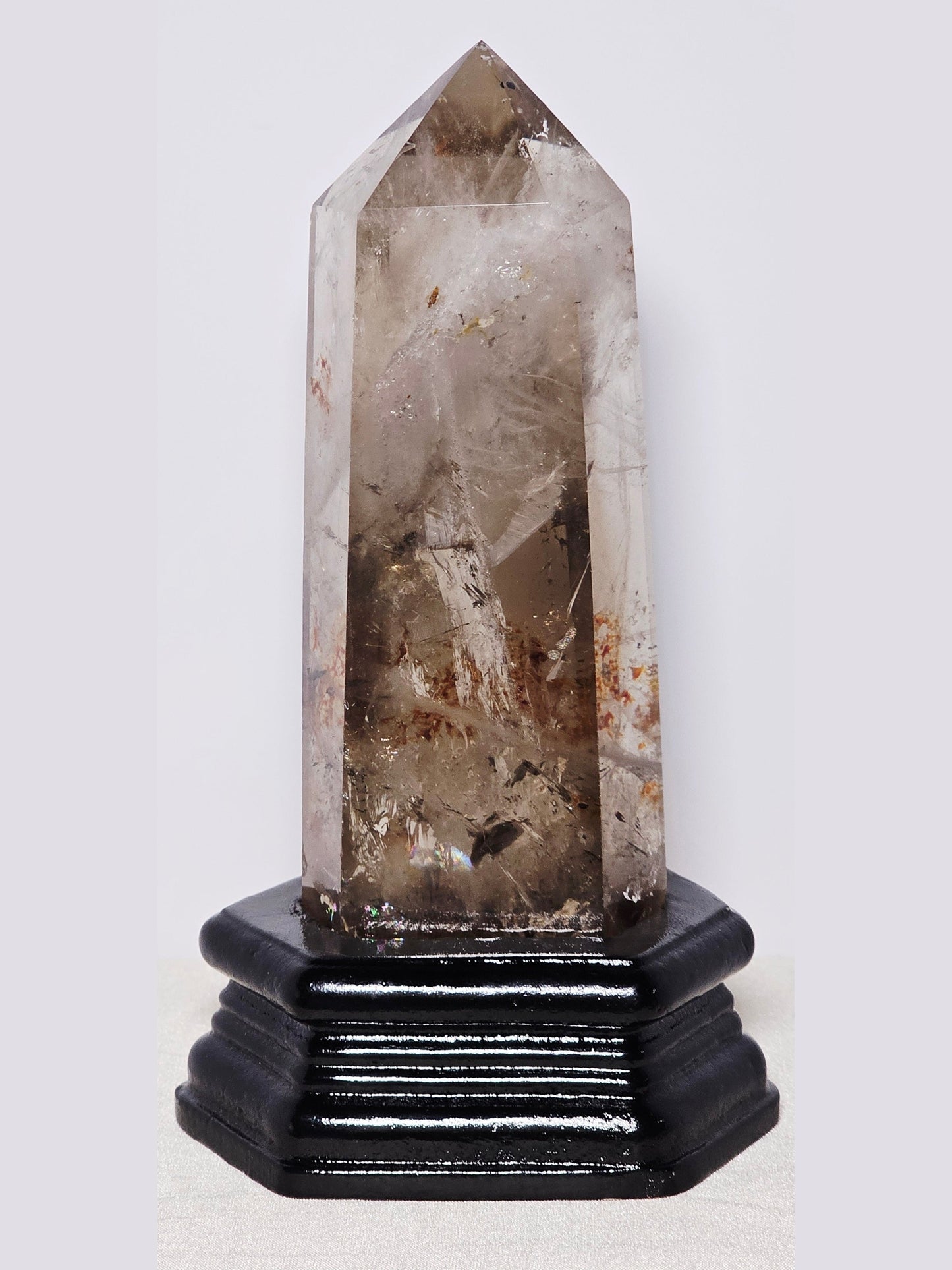Smoky Quartz Tower with Iron Oxide & Abundant Rainbows | 1.4 lbs | High-Quality