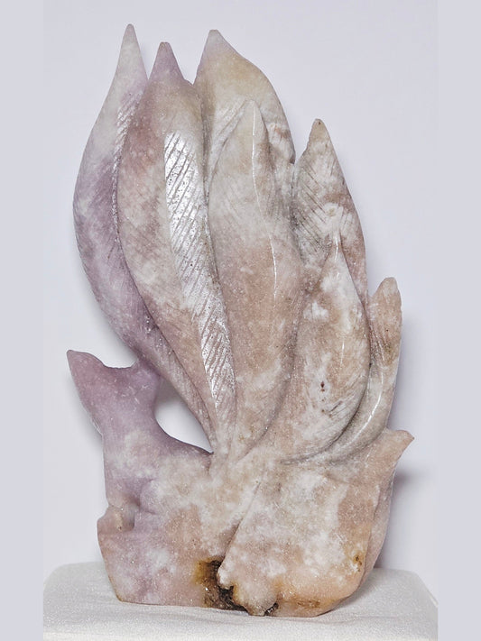 Pink & Purple Amethyst Nine-Tails Fox Carving | Druzy | 3.2 lbs | High-Quality